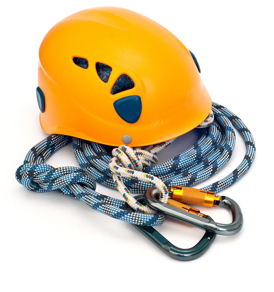 Kask i lina do wspinaczki